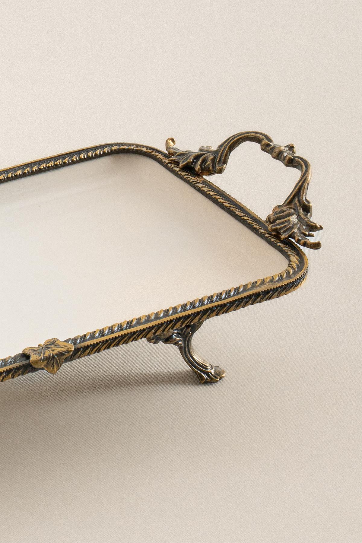 Sierra Eskitme Detaylı Kulplu Porselen Sunumluk Dikdörtgen (30 x 14 cm) - Nazik Home - Yuvama Değer!