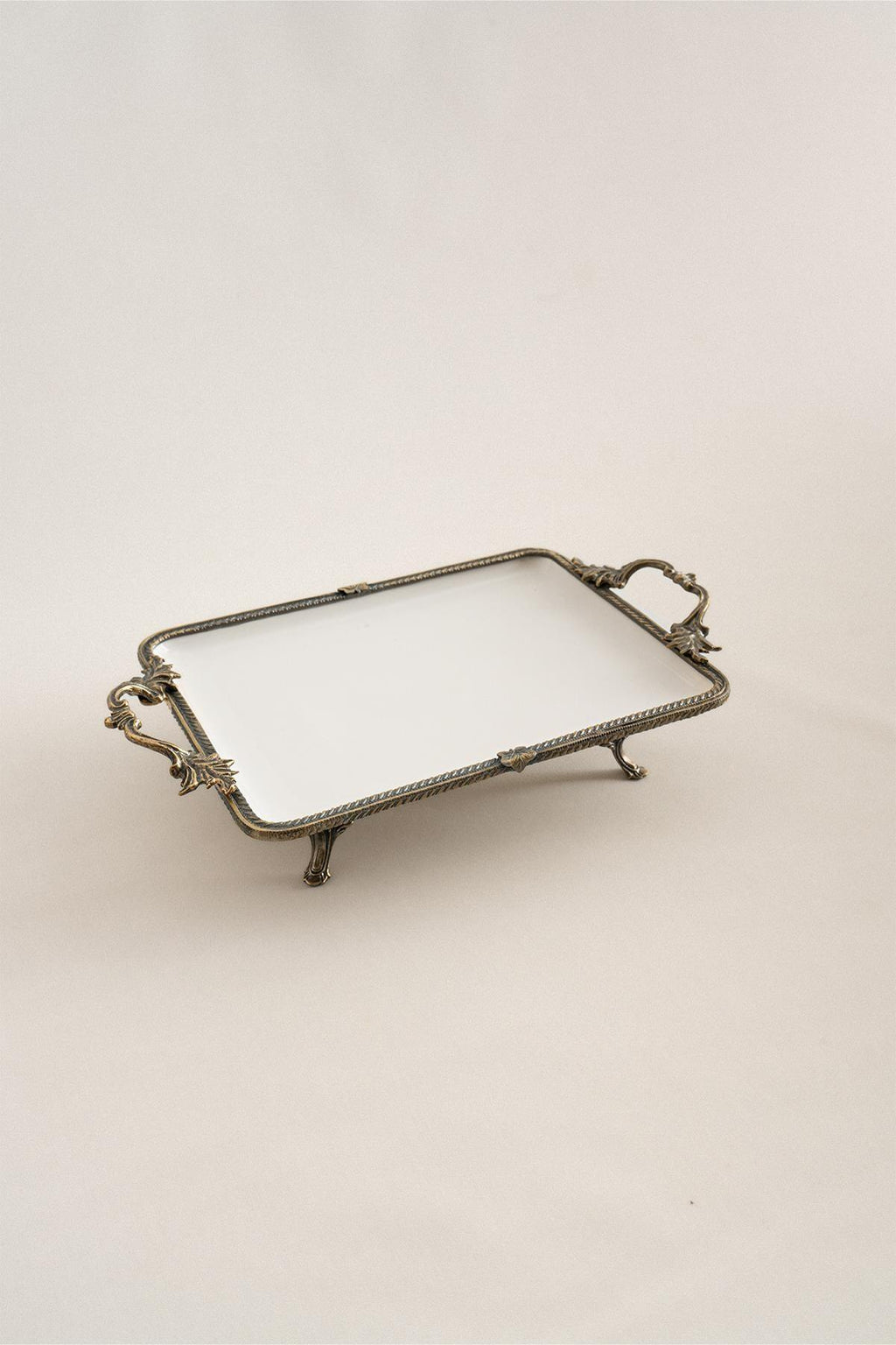 Sierra Eskitme Detaylı Kulplu Porselen Sunumluk Dikdörtgen (30 x 22 cm) - Nazik Home - Yuvama Değer!