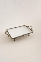 Sierra Eskitme Detaylı Kulplu Porselen Sunumluk Dikdörtgen (30 x 22 cm) - Nazik Home - Yuvama Değer!