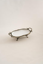 Sierra Eskitme Detaylı Kulplu Porselen Sunumluk Oval (25 x 15 cm) - Nazik Home - Yuvama Değer!