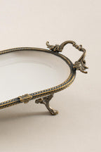 Sierra Eskitme Detaylı Kulplu Porselen Sunumluk Oval (25 x 15 cm) - Nazik Home - Yuvama Değer!