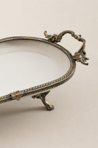 Sierra Eskitme Detaylı Kulplu Porselen Sunumluk Oval (30 x 16 cm) - Nazik Home - Yuvama Değer!