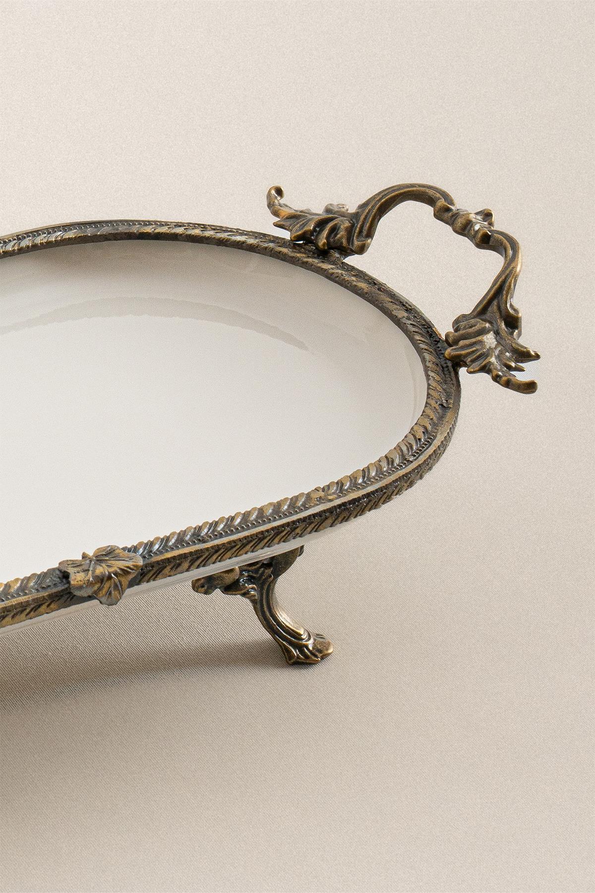 Sierra Eskitme Detaylı Kulplu Porselen Sunumluk Oval (30 x 16 cm) - Nazik Home - Yuvama Değer!