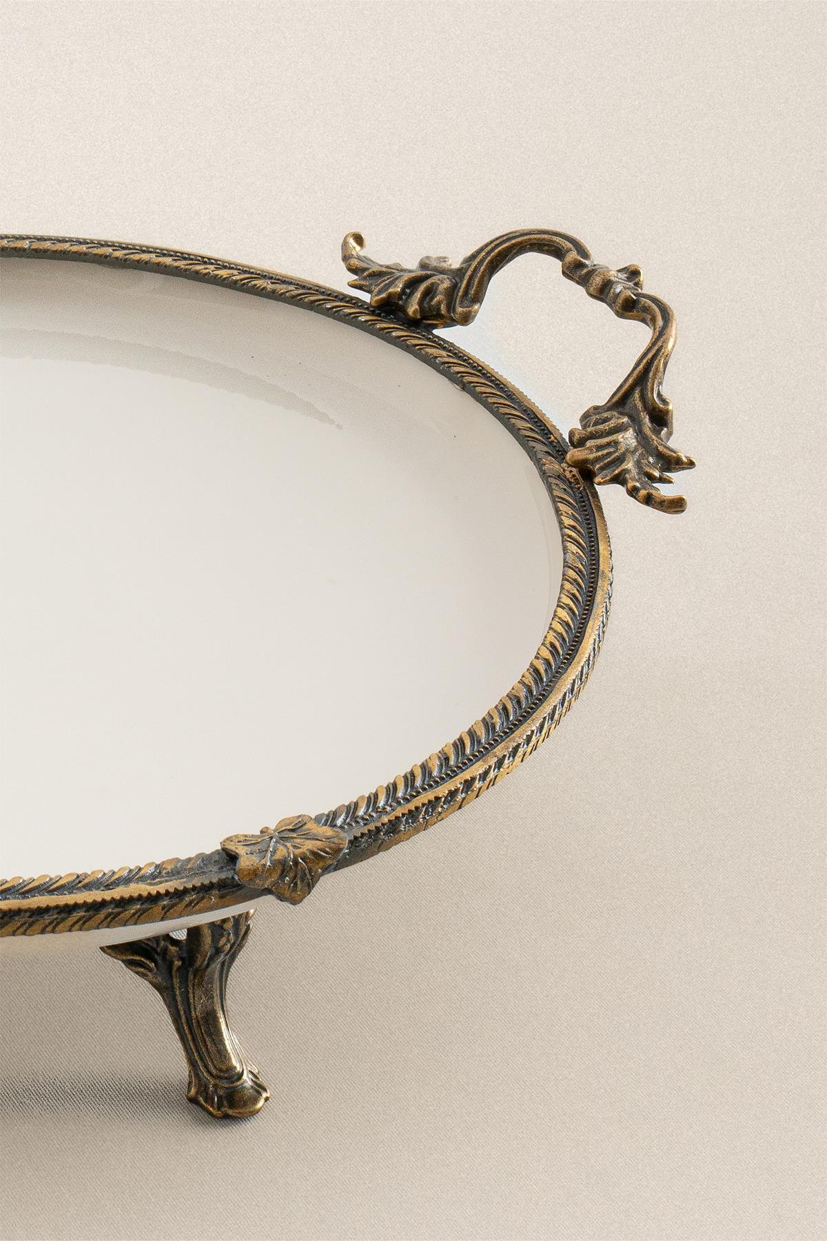 Sierra Eskitme Detaylı Kulplu Porselen Sunumluk Yuvarlak (25 cm) - Nazik Home - Yuvama Değer!