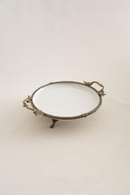 Sierra Eskitme Detaylı Kulplu Porselen Sunumluk Yuvarlak (29 cm) - Nazik Home - Yuvama Değer!