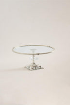 Sierra Gümüş Detaylı Ayaklı Sunumluk Yuvarlak (25 cm) - Nazik Home - Yuvama Değer!