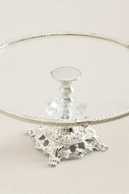 Sierra Gümüş Detaylı Ayaklı Sunumluk Yuvarlak (25 cm) - Nazik Home - Yuvama Değer!