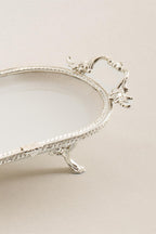 Sierra Gümüş Detaylı Kulplu Porselen Sunumluk Oval (25 x 15 cm) - Nazik Home - Yuvama Değer!