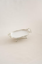 Sierra Gümüş Detaylı Kulplu Porselen Sunumluk Oval (25 x 15 cm) - Nazik Home - Yuvama Değer!