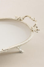 Sierra Gümüş Detaylı Kulplu Porselen Sunumluk Oval (33 x 21 cm) - Nazik Home - Yuvama Değer!