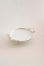 Sierra Gümüş Detaylı Kulplu Porselen Sunumluk Yuvarlak (29 cm) - Nazik Home - Yuvama Değer!