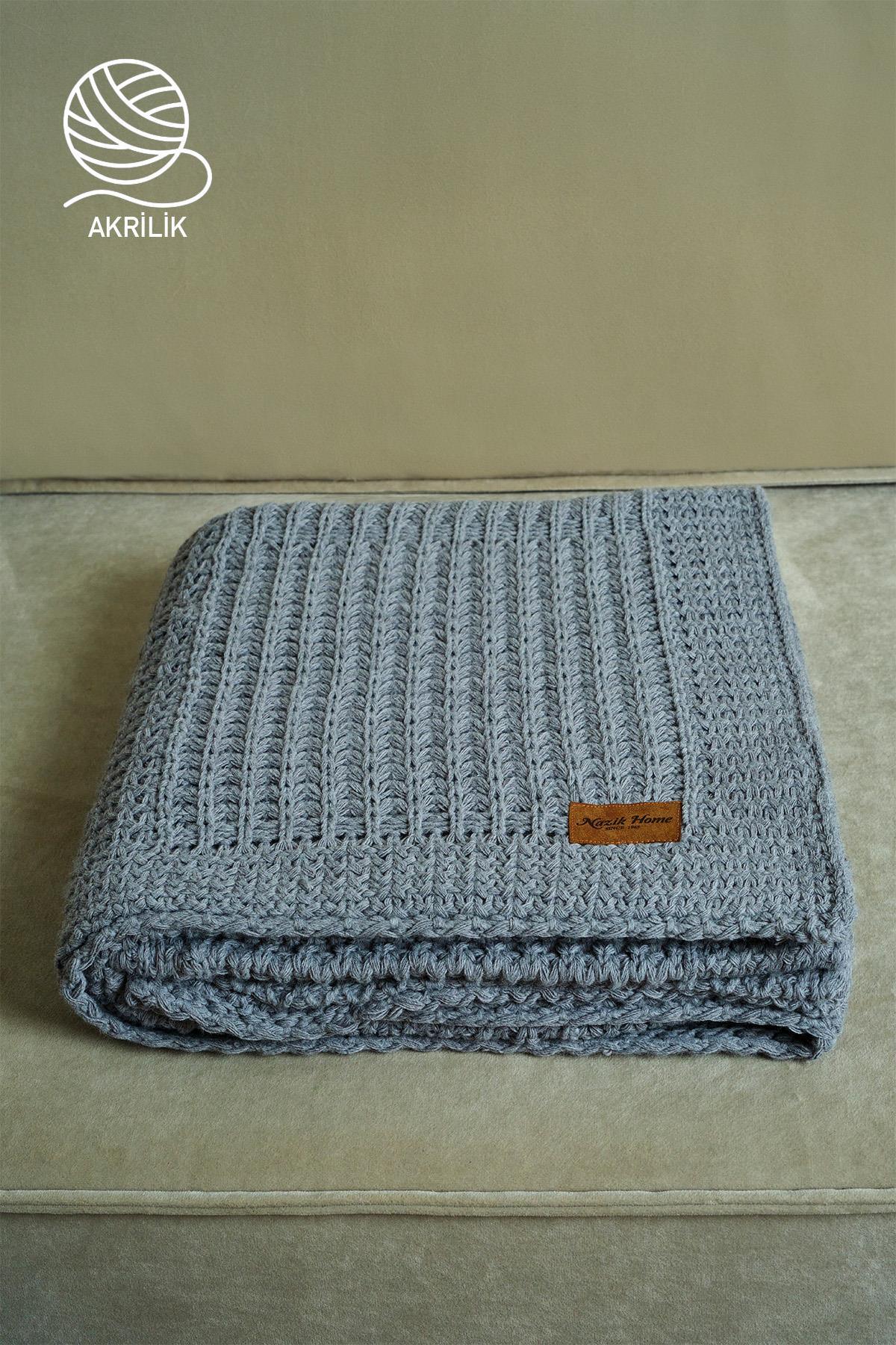 Simla Örgü TV Battaniyesi (130 x 150 cm) - Nazik Home - Yuvama Değer!