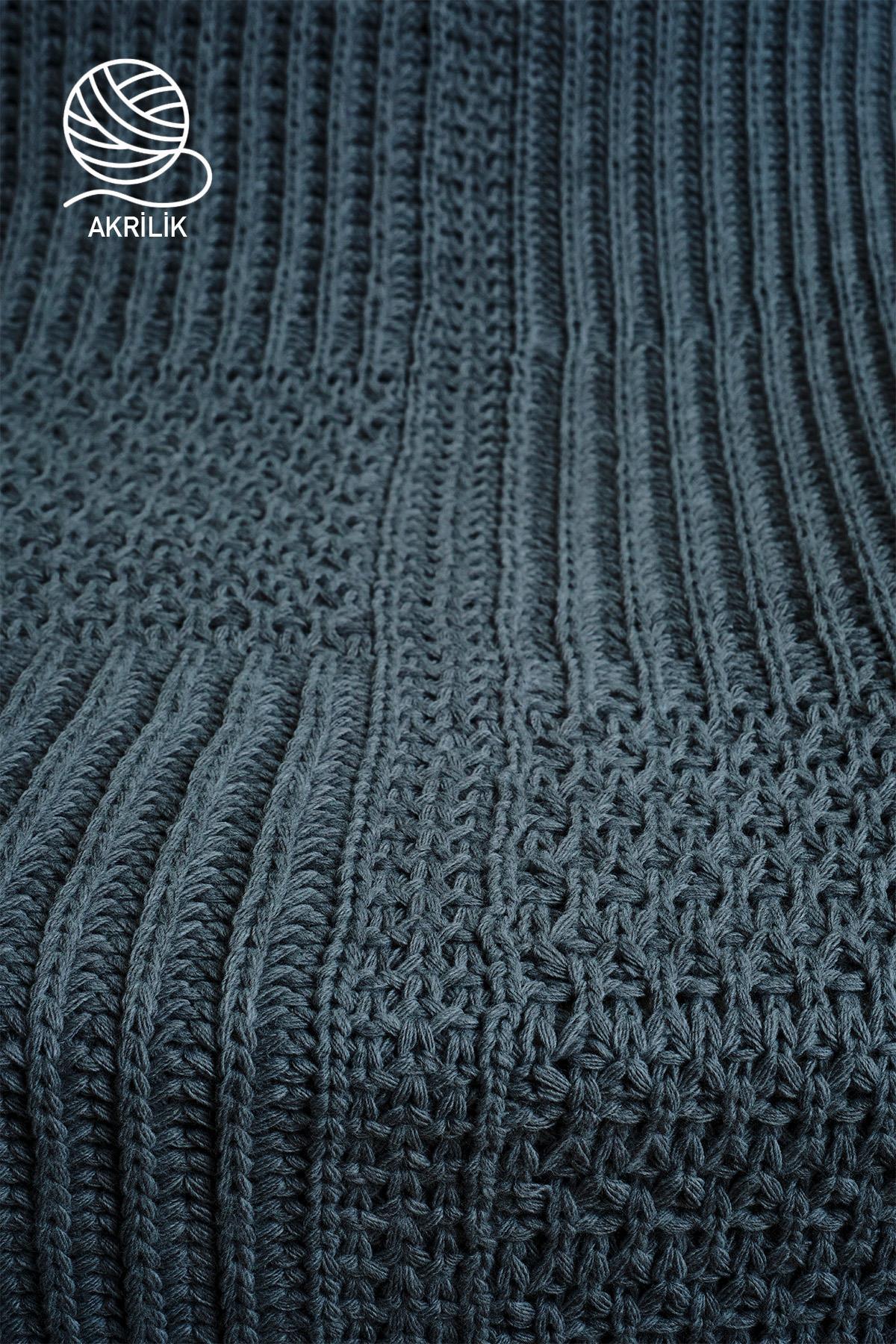 Simla Örgü TV Battaniyesi (130 x 150 cm) - Nazik Home - Yuvama Değer!