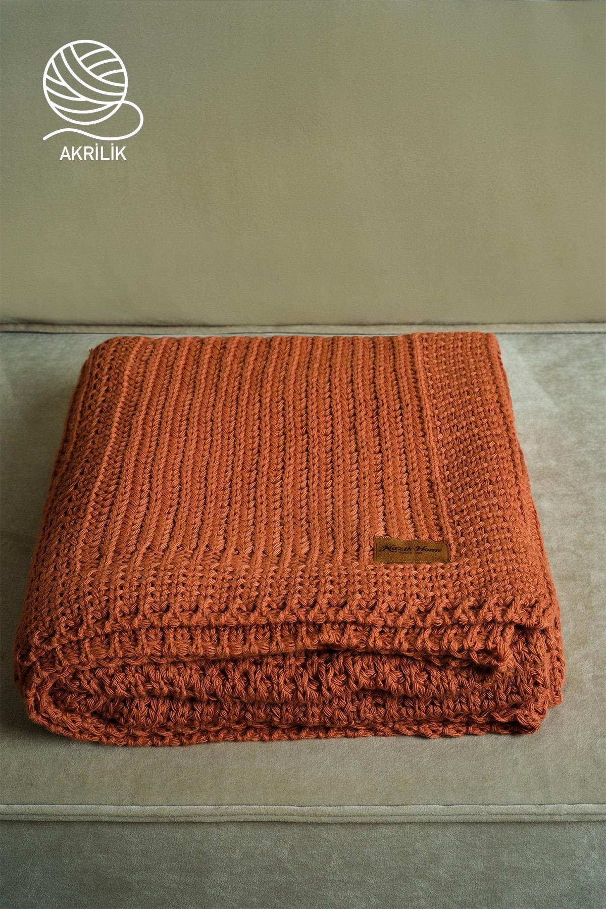 Simla Örgü TV Battaniyesi (130 x 150 cm) - Nazik Home - Yuvama Değer!
