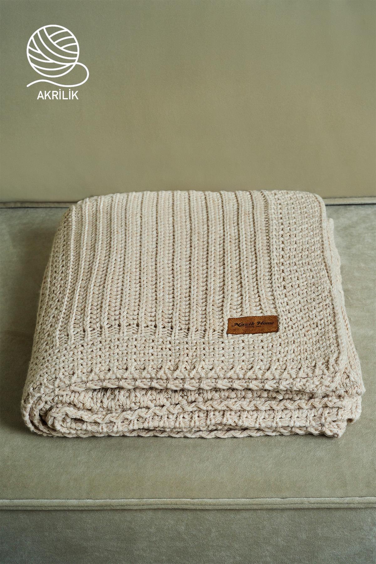 Simla Örgü TV Battaniyesi (130 x 150 cm) - Nazik Home - Yuvama Değer!