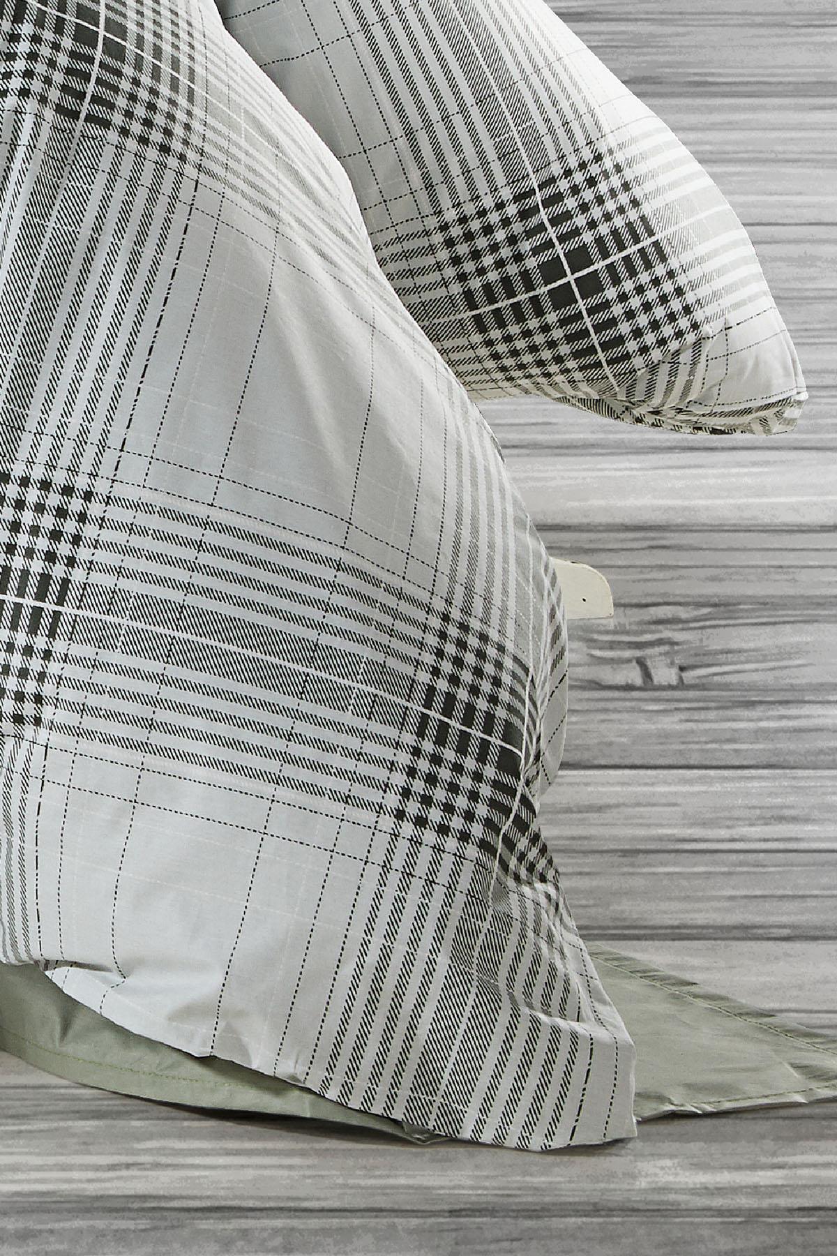 Sonic Kareli %100 Pamuk Çift Kişilik 4 Parça Nevresim Takımı - Nazik Home - Yuvama Değer!