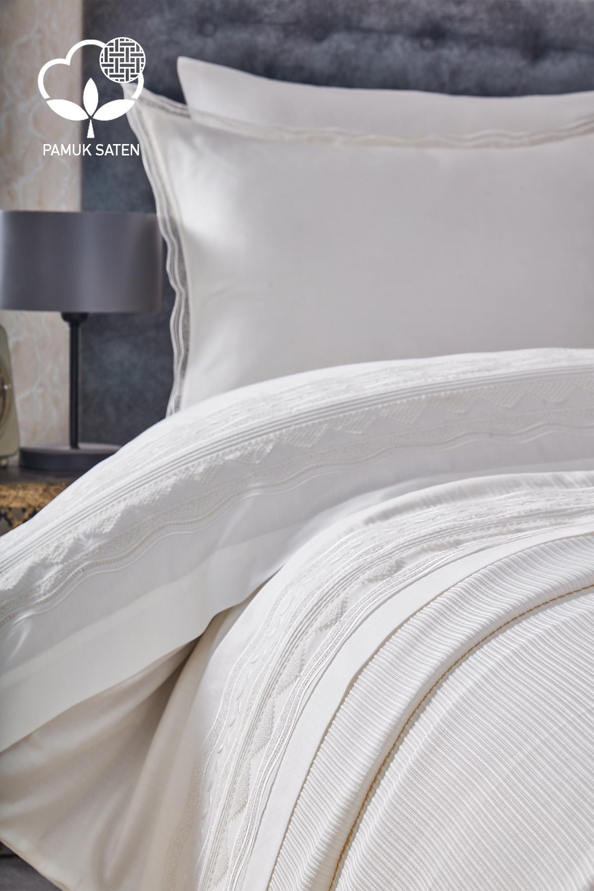 Sueno Dantelli Çift Kişilik 7 Parça Nevresim + Pike Set - Nazik Home - Yuvama Değer!