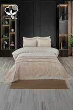 Tienda İşlemeli Çift Kişilik 7 Parça Nevresim + Pike Set - Nazik Home - Yuvama Değer!