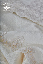 Tienda İşlemeli Çift Kişilik 7 Parça Nevresim + Pike Set - Nazik Home - Yuvama Değer!