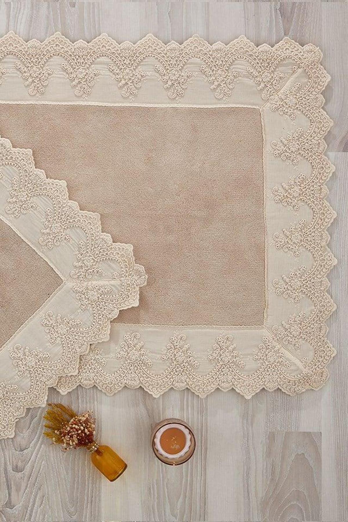 Tual İşlemeli 2'li Paspas Set (60 x 100 cm) - Nazik Home - Yuvama Değer!