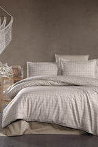 Tulip 300 TC Karo Desenli Süper King Size 6 Parça Nevresim Takımı - Nazik Home - Yuvama Değer!