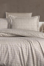 Tulip 300 TC Karo Desenli Süper King Size 6 Parça Nevresim Takımı - Nazik Home - Yuvama Değer!