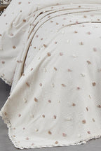 Venüs Ponponlu Pamuklu Çift Kişilik Yatak Örtüsü