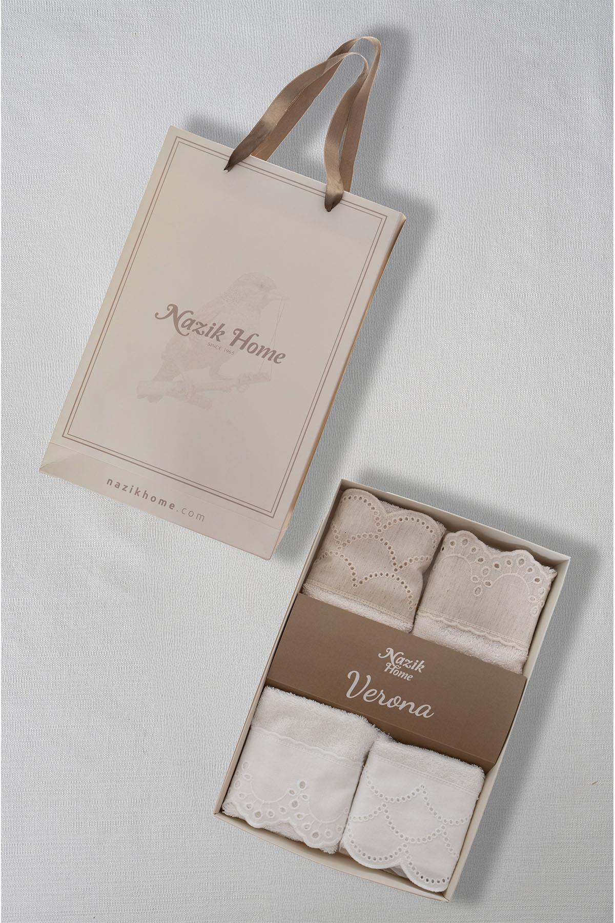 Verona 4'lü Hediyelik Bambu El Havlusu Seti (30 x 30 cm)