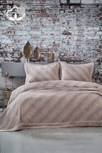 Volga Çizgili Pamuklu Çift Kişilik Yatak Örtüsü - Nazik Home - Yuvama Değer!