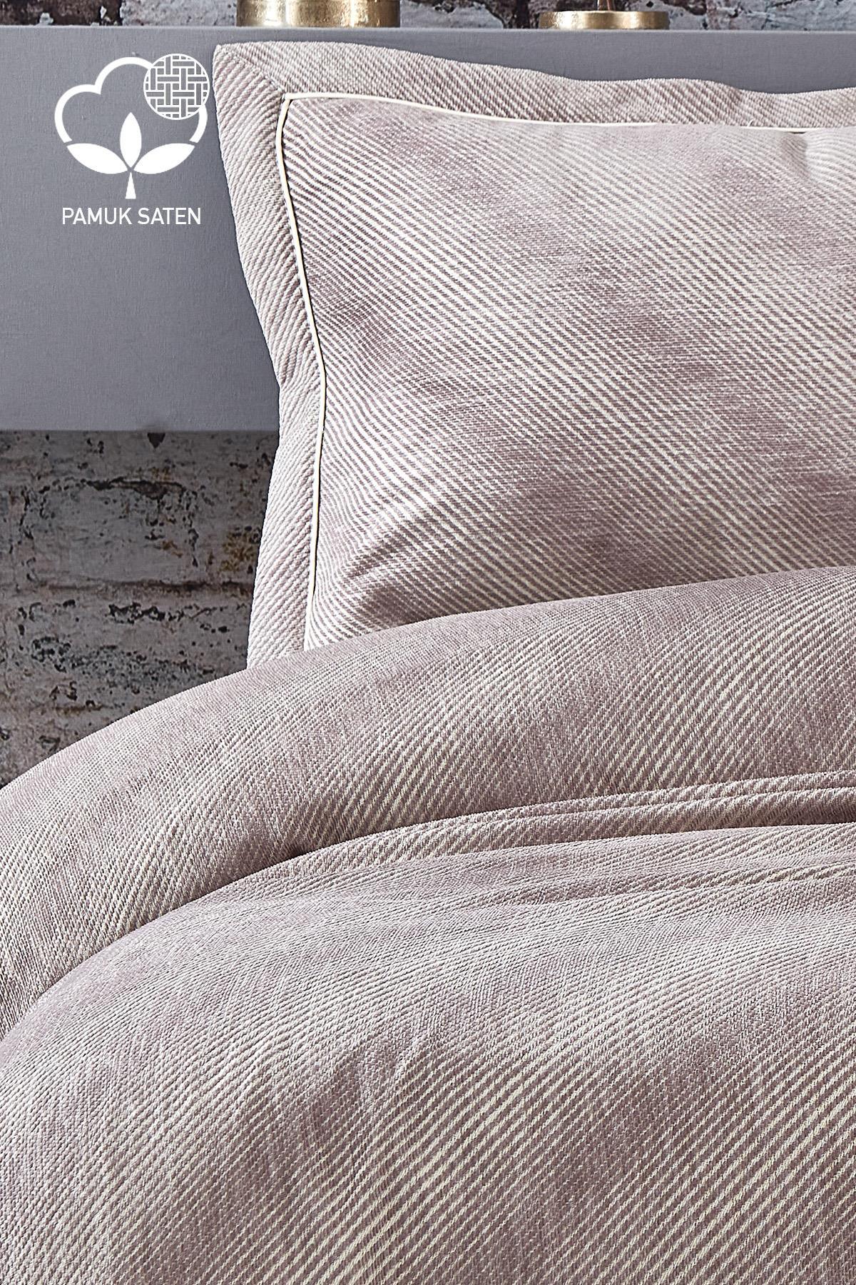 Volga Çizgili Pamuklu Çift Kişilik Yatak Örtüsü - Nazik Home - Yuvama Değer!