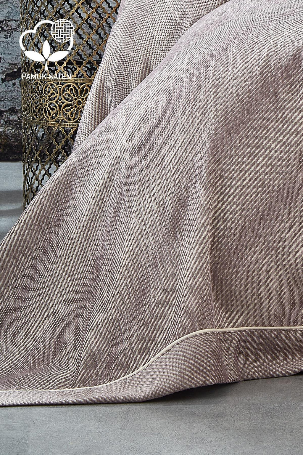 Volga Çizgili Pamuklu Çift Kişilik Yatak Örtüsü - Nazik Home - Yuvama Değer!