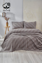 Volga Çizgili Pamuklu Çift Kişilik Yatak Örtüsü - Nazik Home - Yuvama Değer!