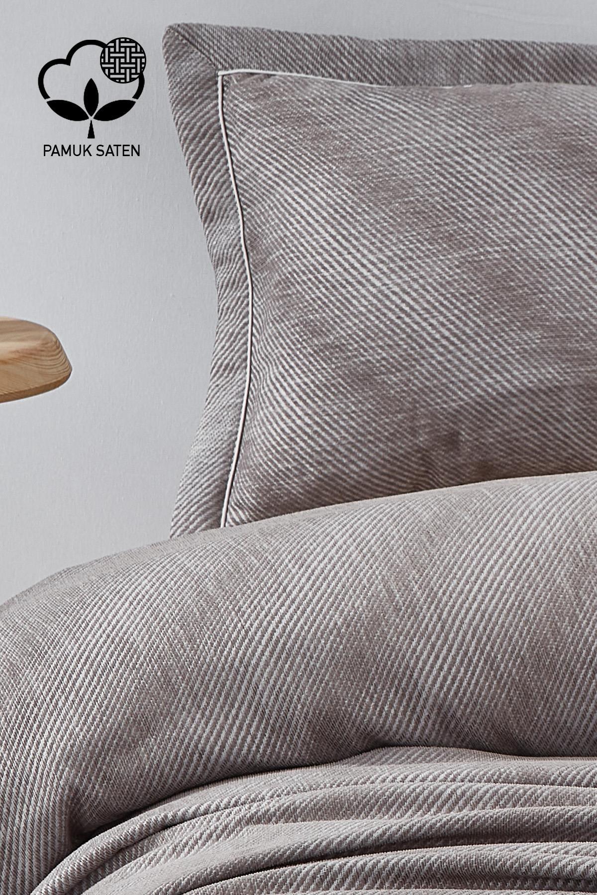 Volga Çizgili Pamuklu Çift Kişilik Yatak Örtüsü - Nazik Home - Yuvama Değer!