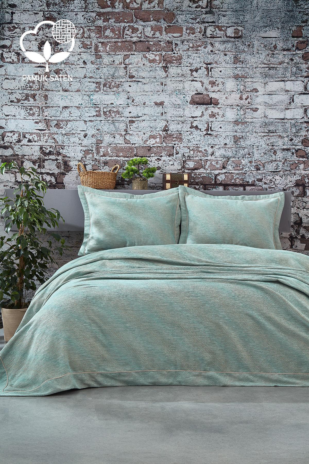 Volga Çizgili Pamuklu Çift Kişilik Yatak Örtüsü - Nazik Home - Yuvama Değer!