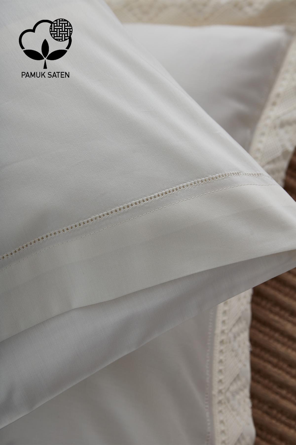 Zarif 300 TC Dantelli Pamuk Saten Çift Kişilik 6 Parça Nevresim Takımı - Nazik Home - Yuvama Değer!