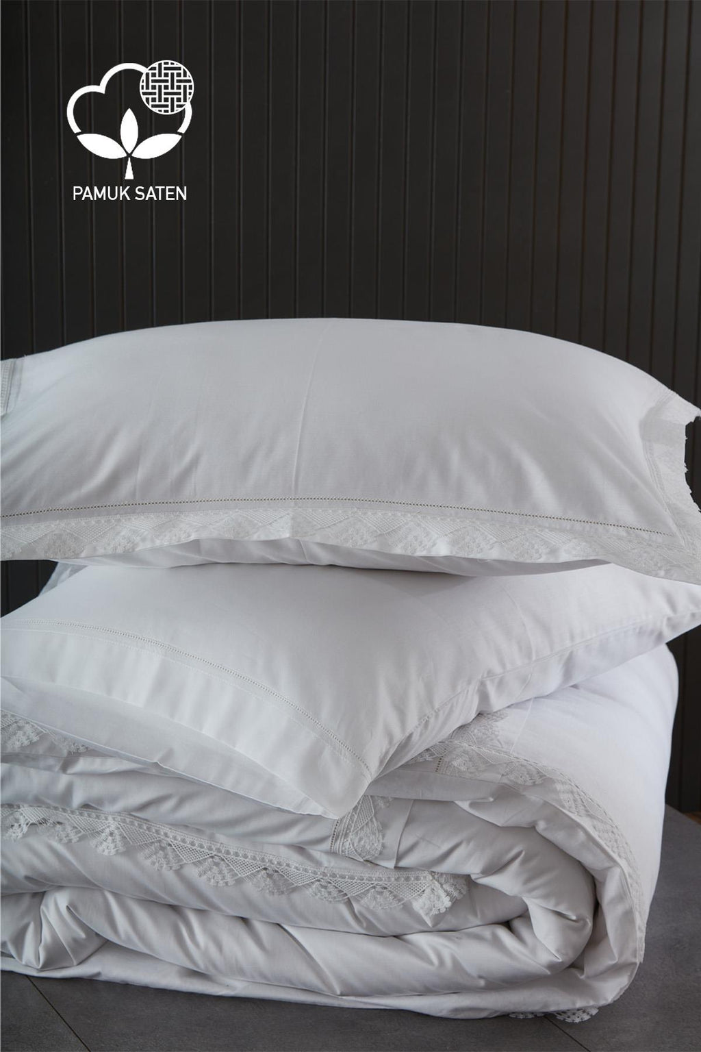 Zarif 300 TC Dantelli Pamuk Saten Çift Kişilik 6 Parça Nevresim Takımı - Nazik Home - Yuvama Değer!
