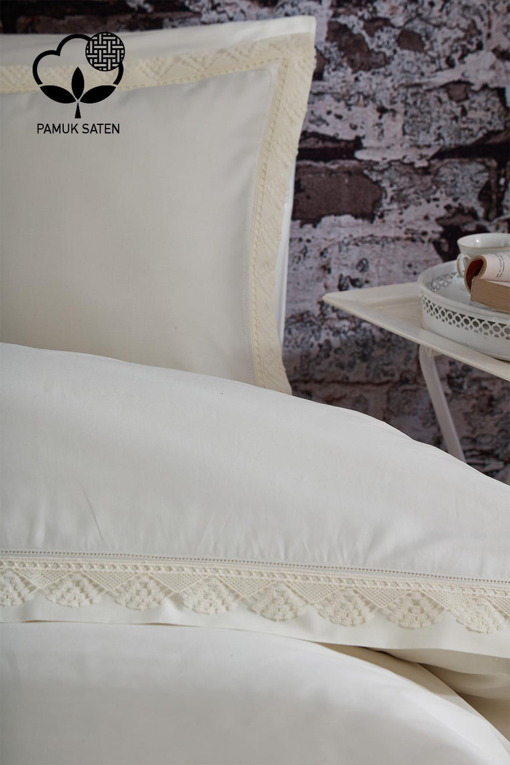Zarif 300 TC Dantelli Pamuk Saten Süper King Size 6 Parça Nevresim Takımı - Nazik Home - Yuvama Değer!