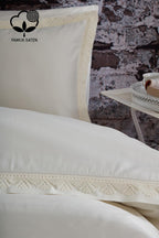 Zarif 300 TC Dantelli Pamuk Saten Süper King Size 6 Parça Nevresim Takımı - Nazik Home - Yuvama Değer!