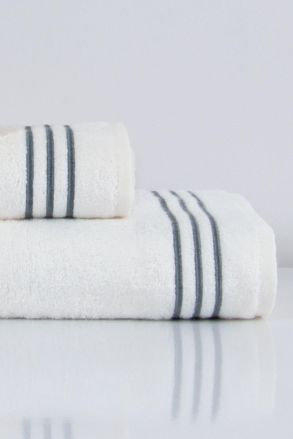 Zen Çizgi Nakışlı Banyo Havlusu (90 x 150 cm) - Nazik Home - Yuvama Değer!