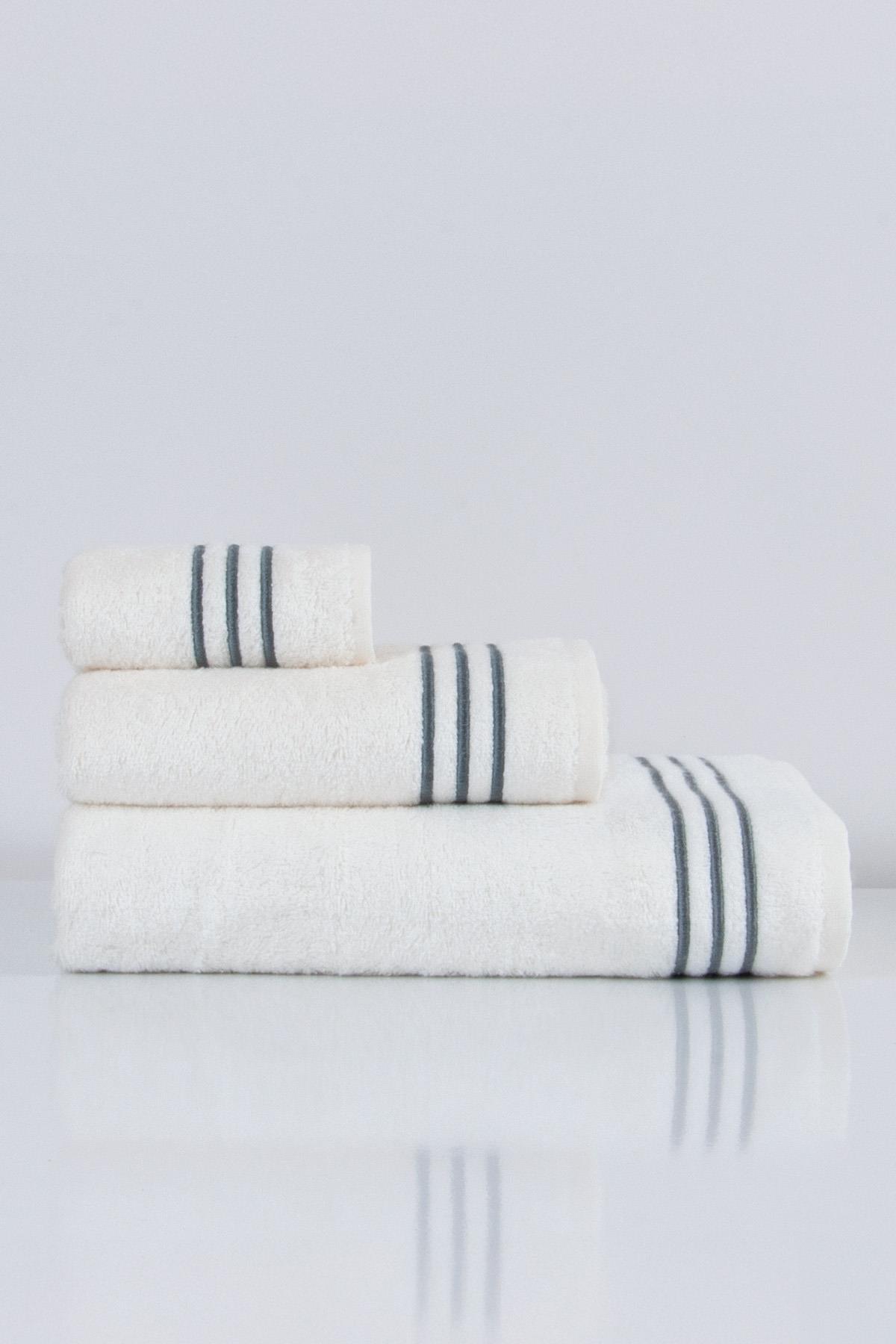 Zen Çizgi Nakışlı Yüz Havlusu (50 x 90 cm) - Nazik Home - Yuvama Değer!